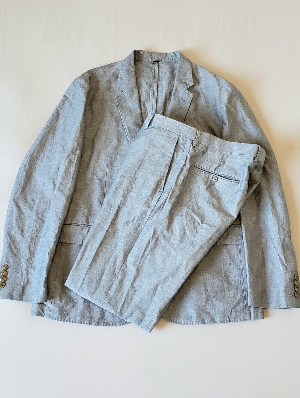 J. CREW Men's Ludlow Unstructured Slim-Fit Linen Suit (44R/34x34) Blue-Gray